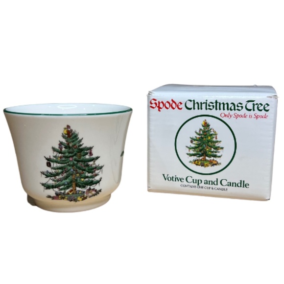 Vintage Spode Votive Candle Holder in Christmas Tree Pattern - Picture 1 of 6